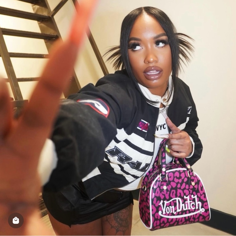 Von Dutch Hot Pink Cheetah Bowling Bag